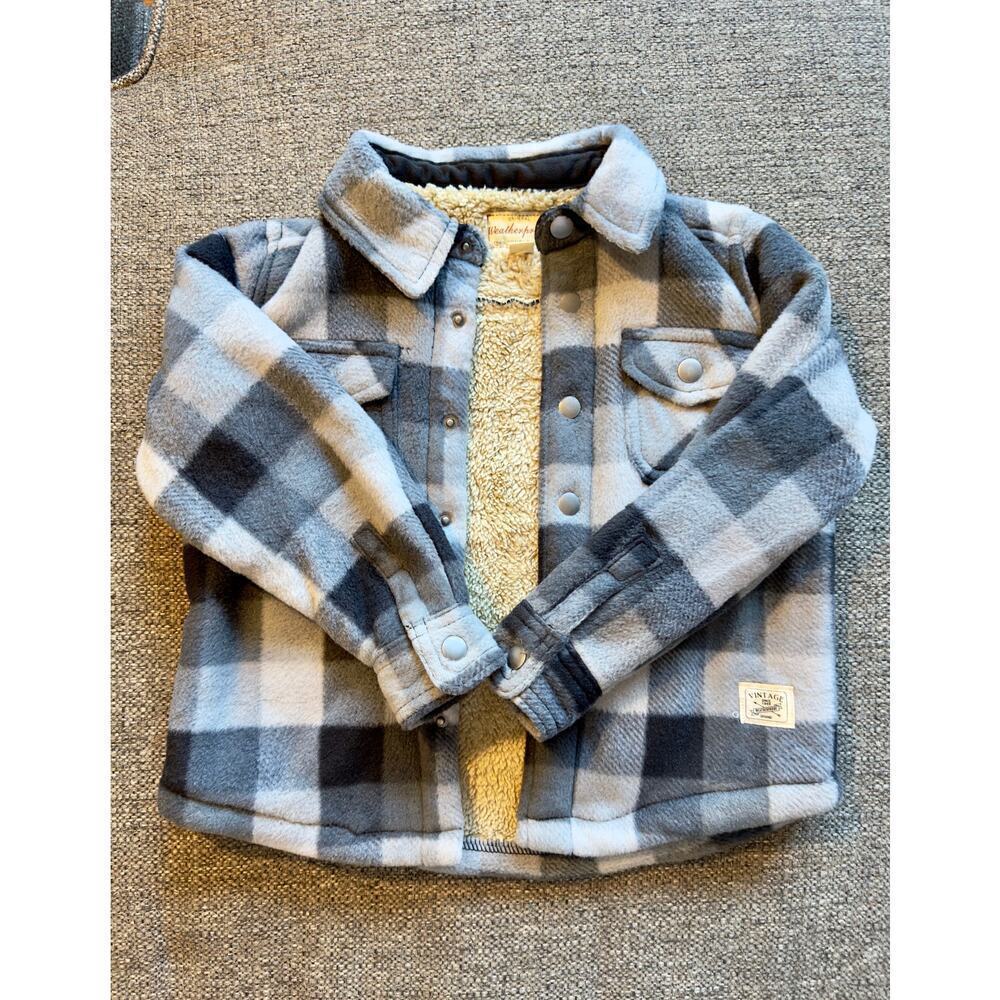 Boy's Sherpa Lined Fleece Long Sleeve Button Up Shirt Jacket - Size 4/5